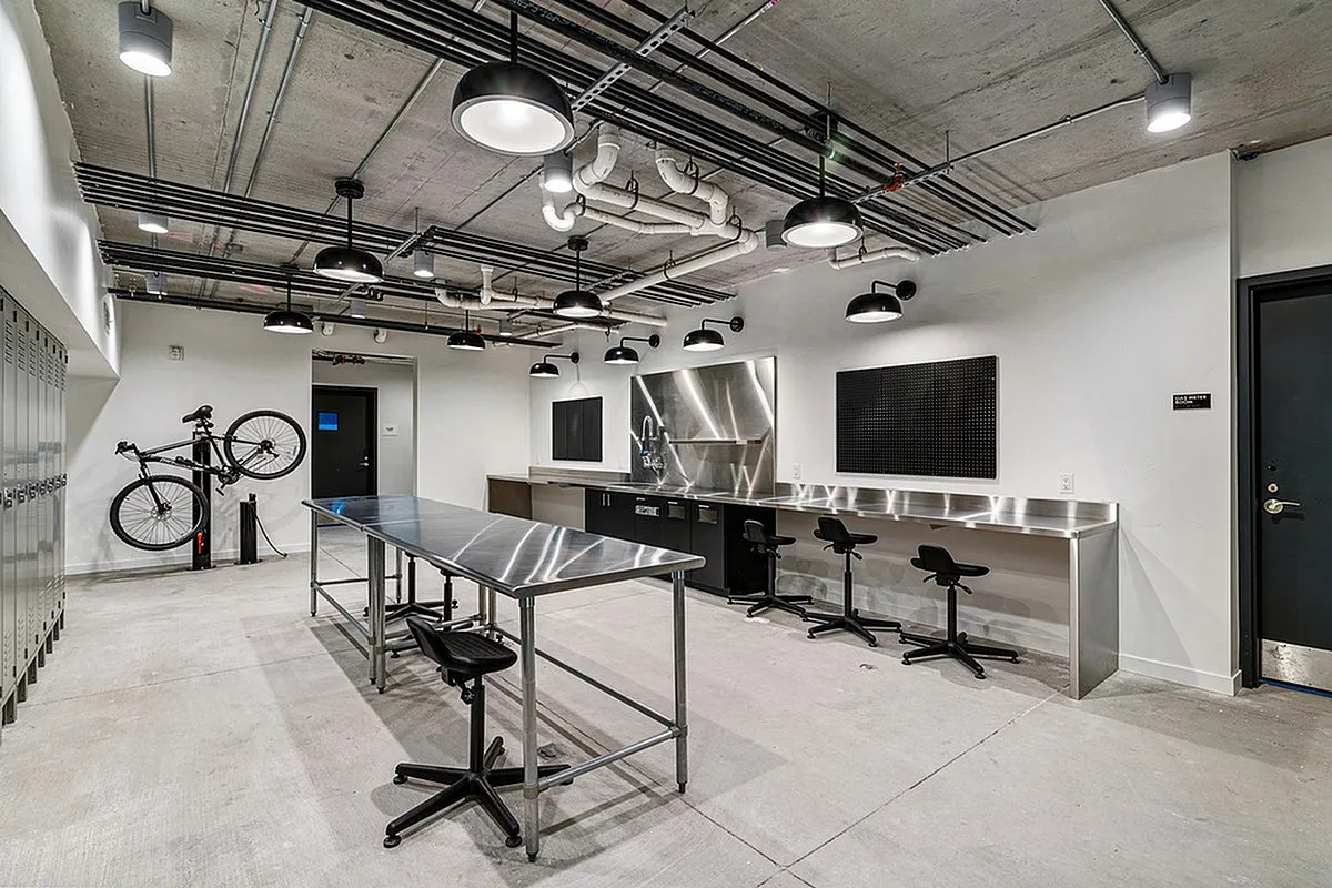View of Bike Repair and Storage Room at Sugarmont Apartments in Sugar House, UT.