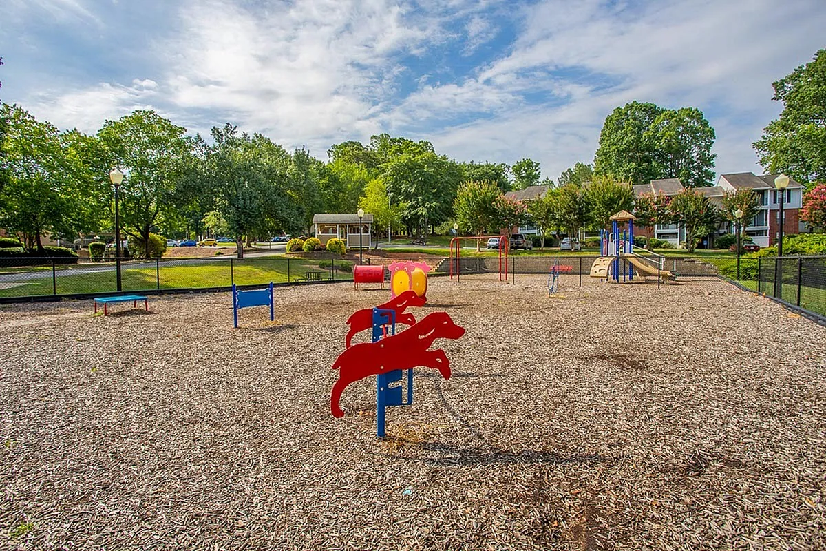 Inviting playground with colorful equipment and lush green surroundings perfect for family fun at Autumn Ridge Apartments.