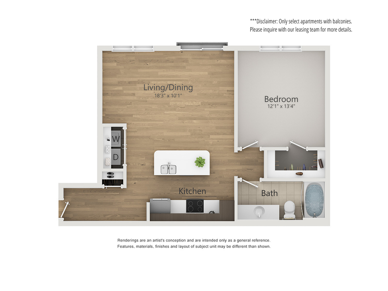 Regent Floor Plan | 1 Bedroom with 1 Bath | 778 Square Feet | The Melrose | Apartment Homes