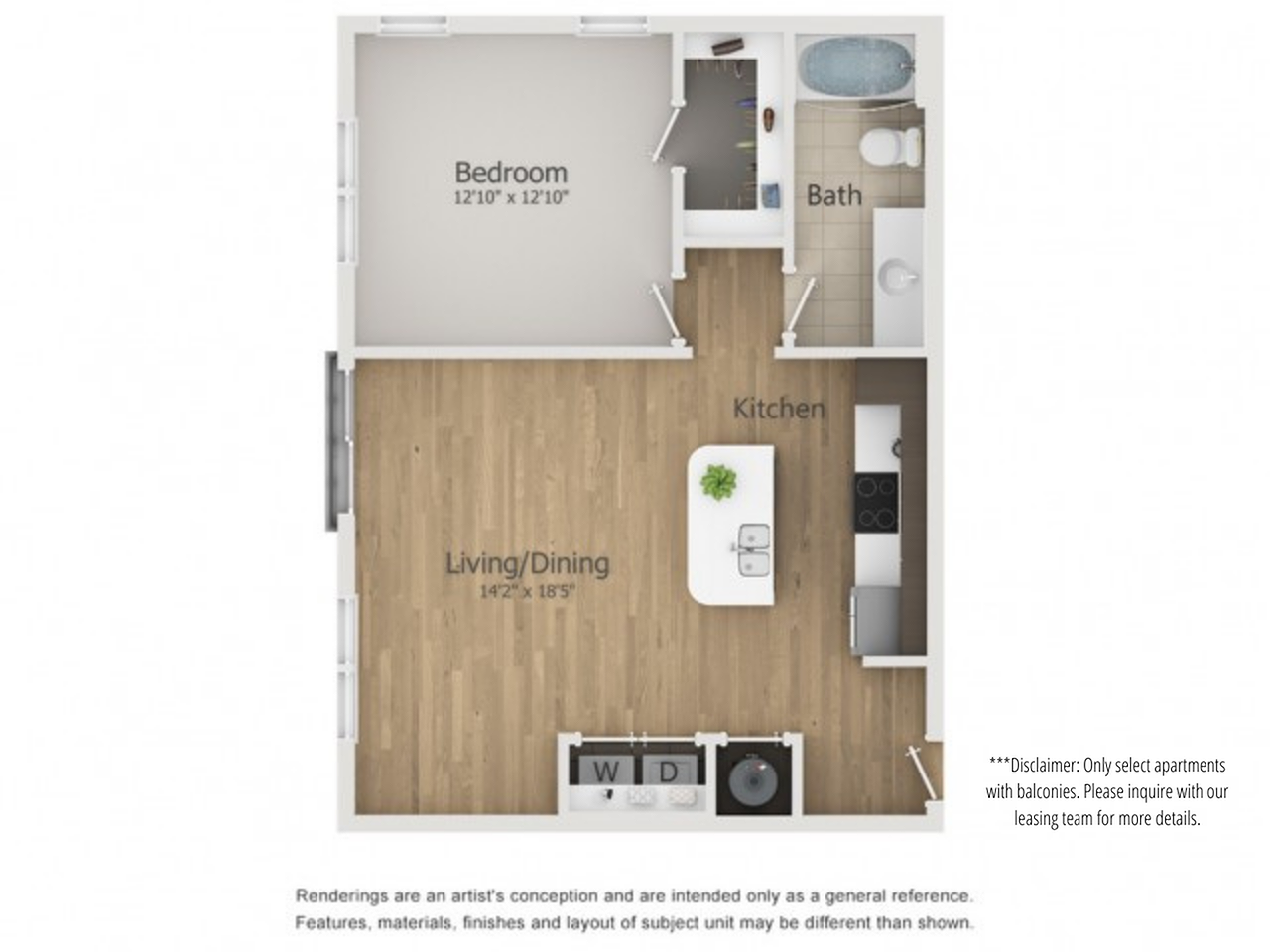 Embassy Floor Plan | 1 Bedroom with 1 Bath | 782 Square Feet | The Melrose | Apartment Homes
