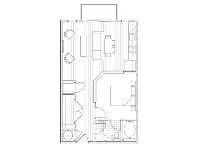 1X1-A4 Floor Plan | 1 Bedroom with 1 Bath | 682 Square Feet | Alpha Mill | Apartment Homes