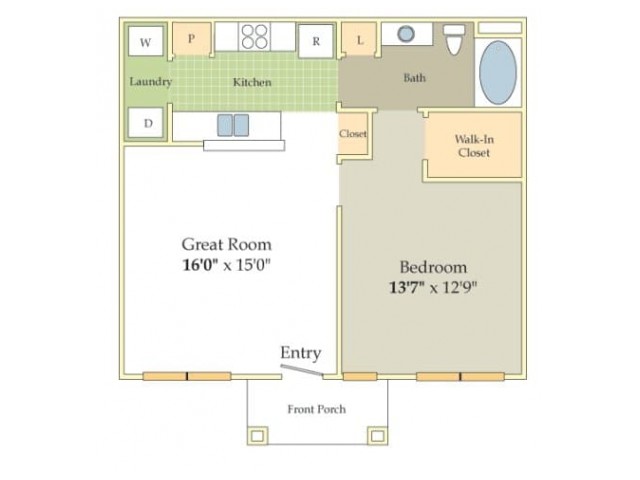 Ardsley Floor Plan | 1 Bedroom with 1 Bath | 731 Square Feet | Cason Estates | Apartment Homes