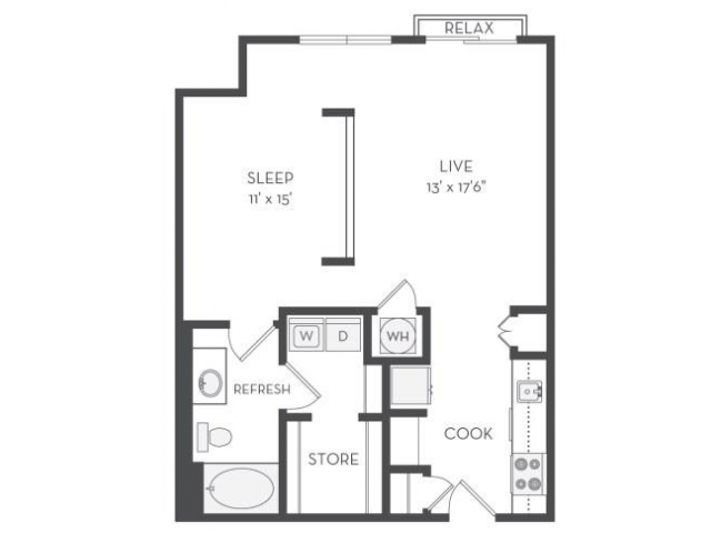 The Watt Floor Plan | 1 Bedroom with 1 Bath | 780 Square Feet | Cottonwood Westside | Apartment Homes