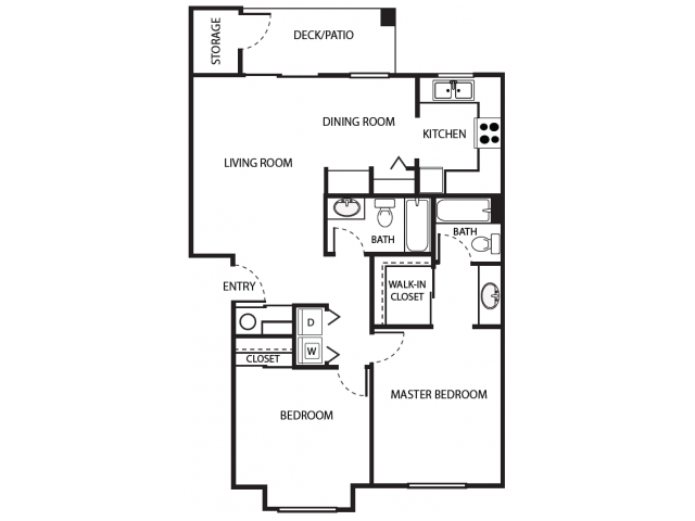 B2r Floor Plan | 2 Bedroom with 2 Bath | 930 Square Feet | Scott Mountain | Apartment Homes