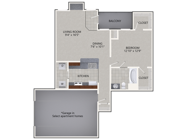 A1 Floor Plan | 1 Bedroom with 1 Bath | 821 Square Feet | Cottonwood Ridgeview | Apartment Homes