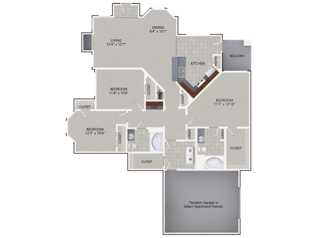 C1G Floor Plan | 3 Bedroom with 2 Bath | 1513 Square Feet | Cottonwood Ridgeview | Apartment Homes