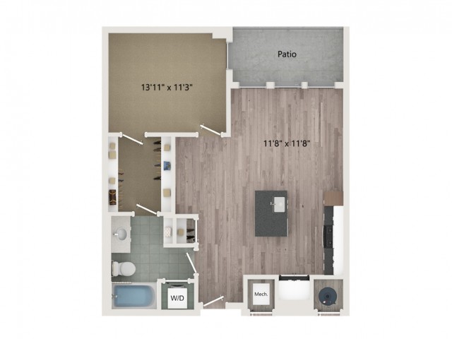 A8 Floor Plan | 1 Bedroom with 1 Bath | 736 Square Feet | Sugarmont | Apartment Homes