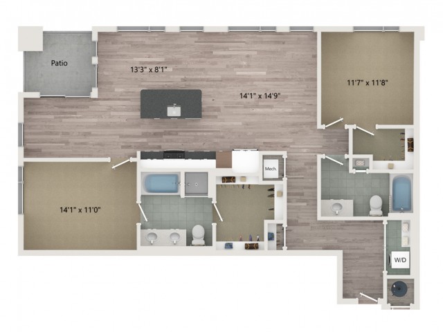B10 Floor Plan | 2 Bedroom with 2 Bath | 1315 Square Feet | Sugarmont | Apartment Homes