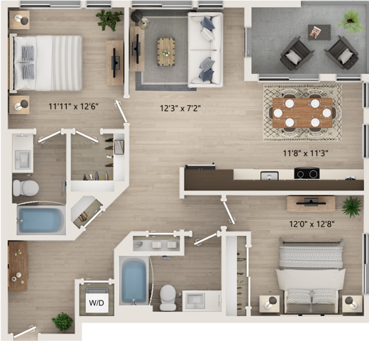 B3 Floor Plan at Cottonwood Highland Apartments