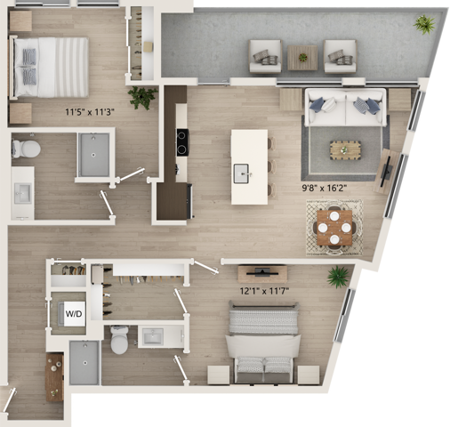 B4 Floor Plan at Cottonwood Highland Apartments