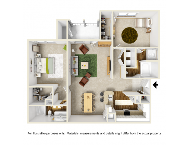 Orchid Floor Plan | 2 Bedroom with 2 Bath | 1216 Square Feet | Summer Park | Apartment Homes