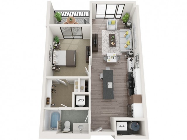 A9 3D Floor Plan | 1 Bedroom with 1 Bath | 751 Square Feet | Sugarmont | Apartment Homes