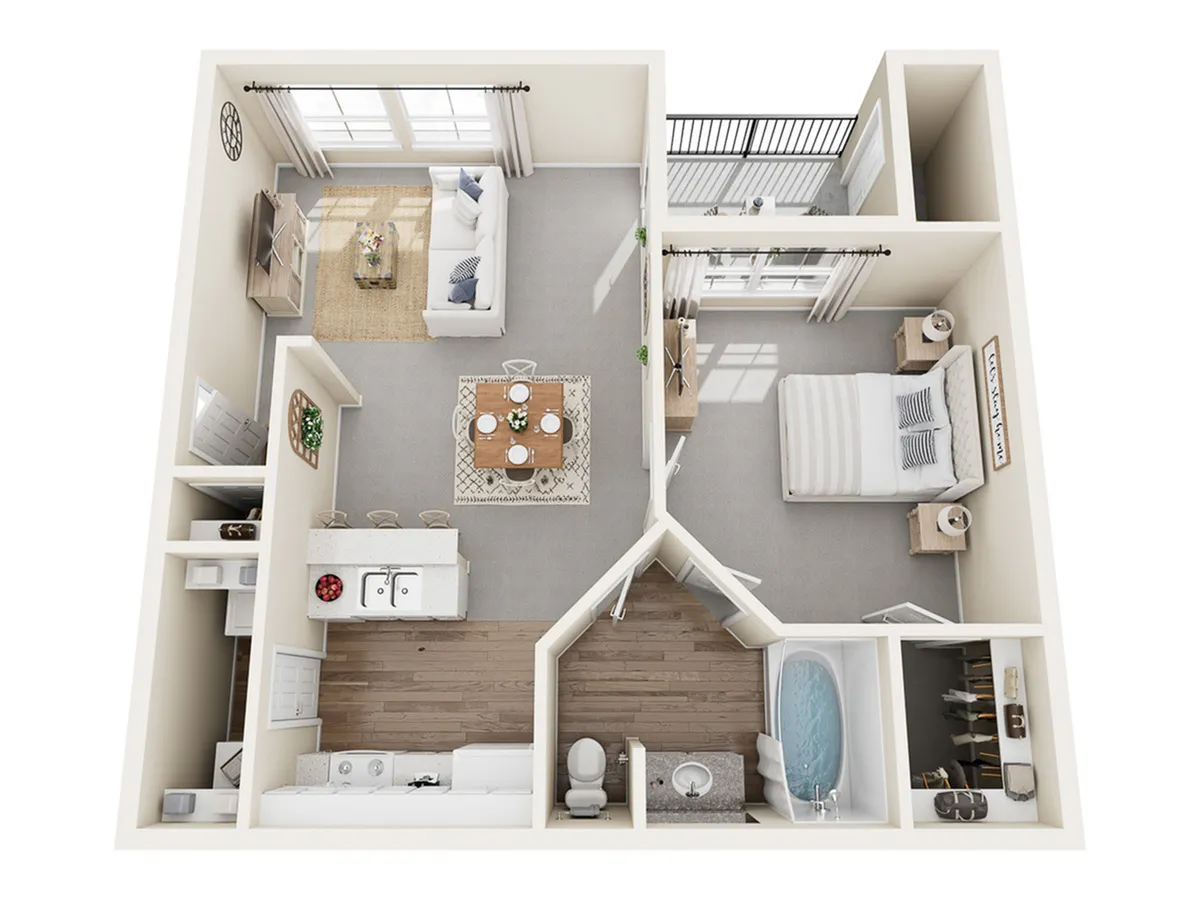 Degas A Floor Plan | 1 Bedroom with 1 Bath | 655 Square Feet | Stonebriar of Frisco | Apartment Homes