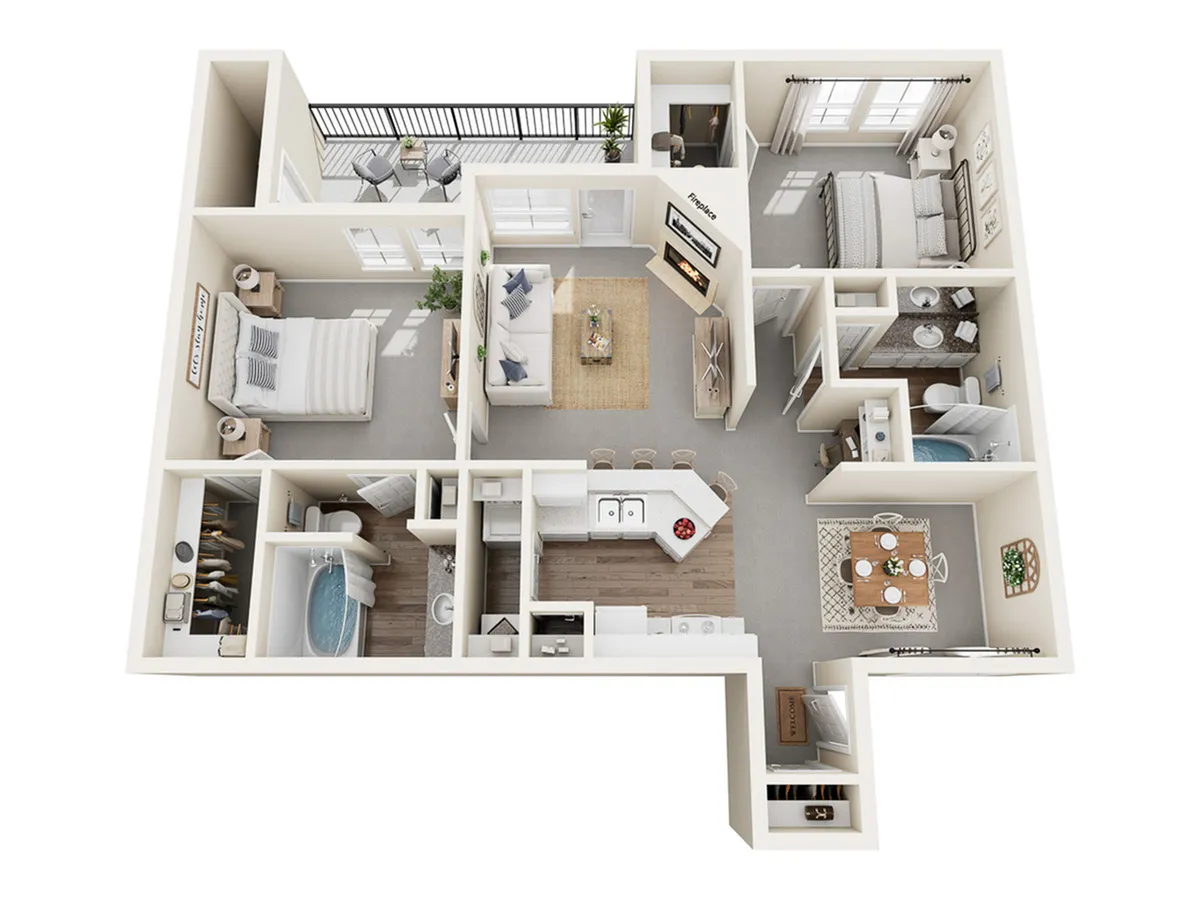 Matisse A Floor Plan | 2 Bedroom with 2 Bath | 1082 Square Feet | Stonebriar of Frisco | Apartment Homes