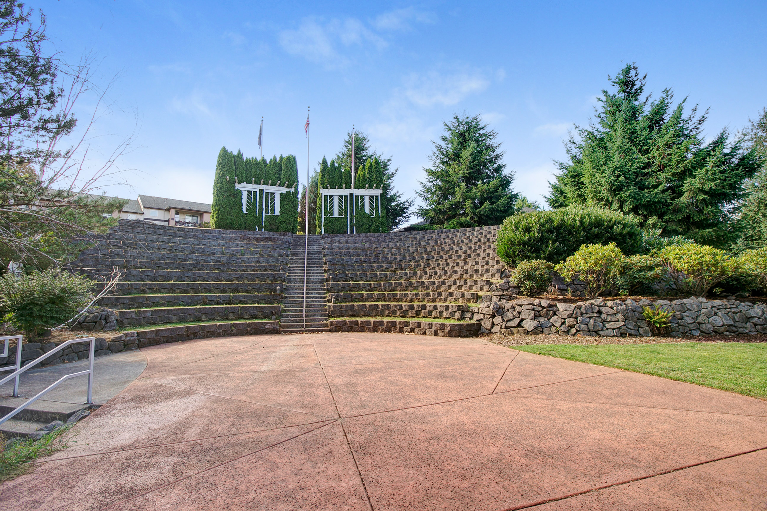 View of Amphitheater, Showing Landscaping  at Scott Mountain Apartments