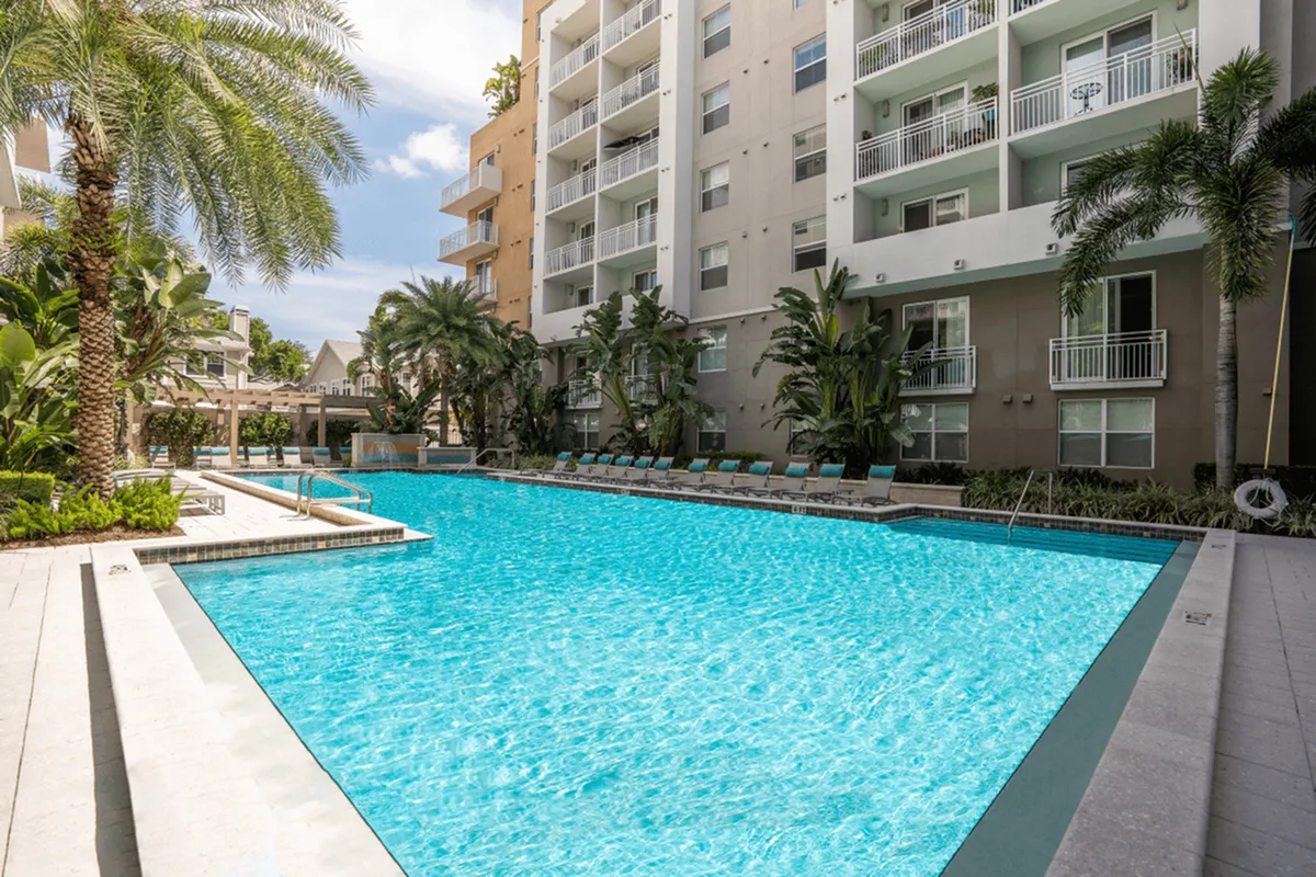 View of Cottonwood Bayview Apartments Pool in Downtown St Pete