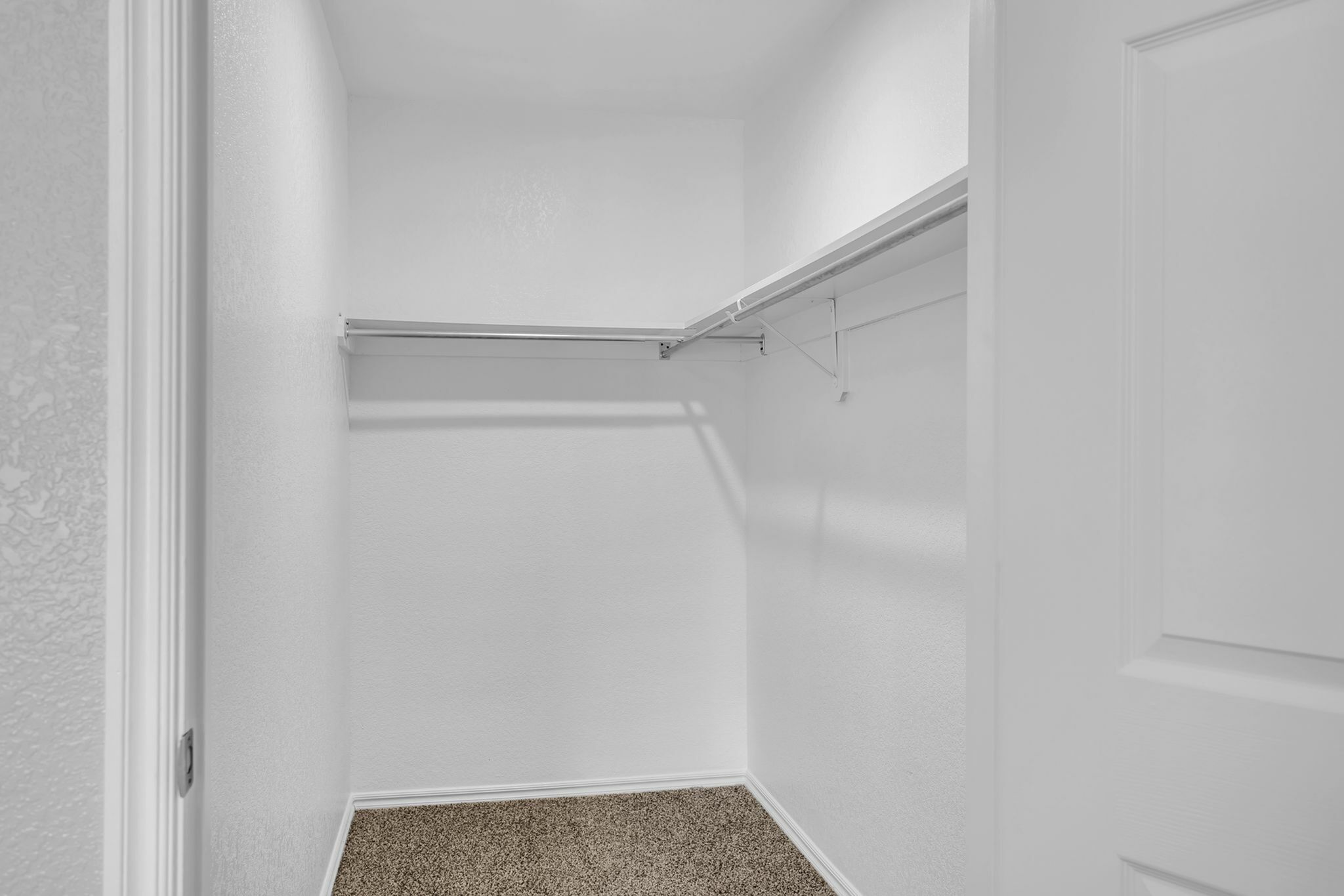 Bright and spacious walk-in closet with ample shelving and modern design.