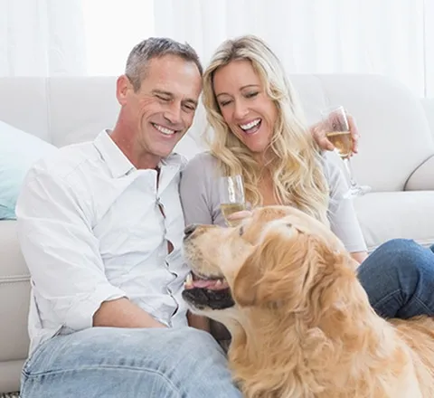 Couple with dog