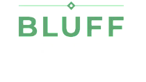 Elegant logo for Bluff showcasing modern typography with a minimalist green design accent.