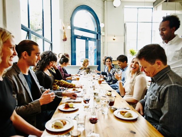 friends at dinner together in restaurant amavi sherrills ford single family homes for rent nc
