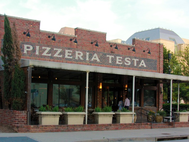 exterior of pizzeria testa building in frisco texas