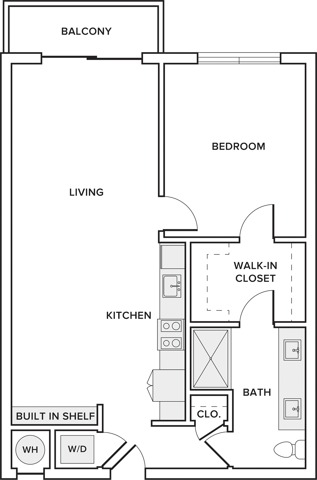 805 square foot one bedroom one bath apartment floorplan image