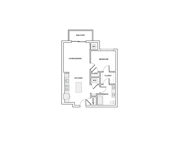 700 square foot one bedroom one bath apartment floorplan image