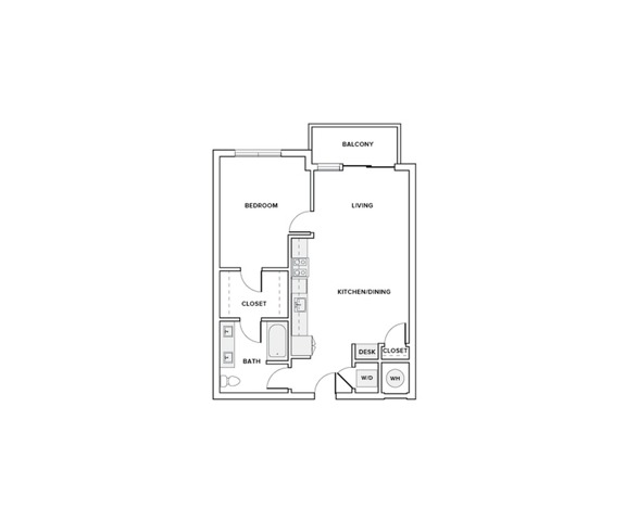 774 square foot one bedroom one bath apartment floorplan image