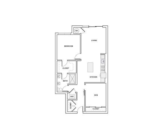 983 square foot one bedroom two bath with den apartment floorplan image