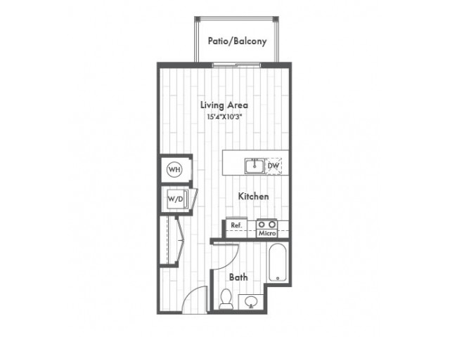 488 square foot studio one bath floor plan image