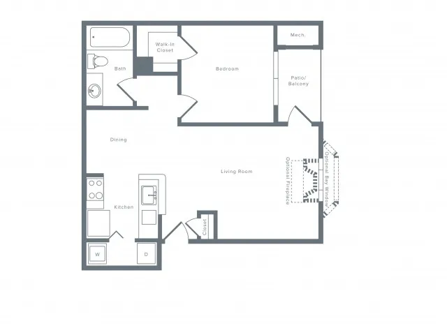 780 square foot one bedroom one bath apartment floorplan image