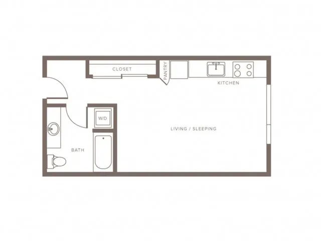 458 square foot studio one bath floor plan image