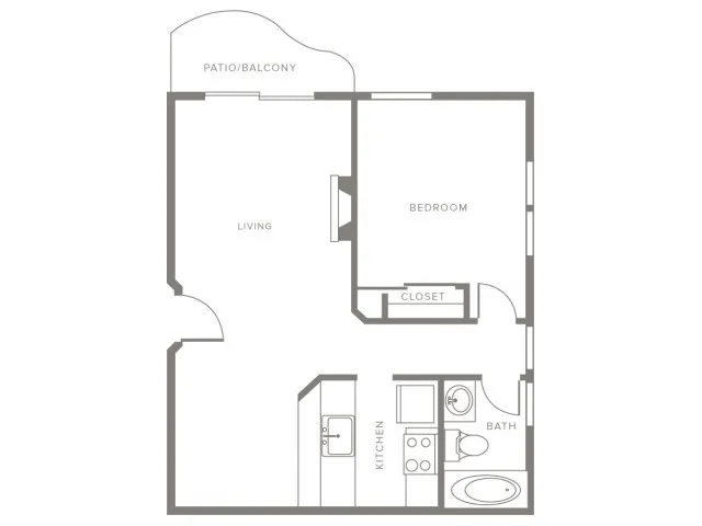 700 square foot one bedroom one story apartment home floor plan