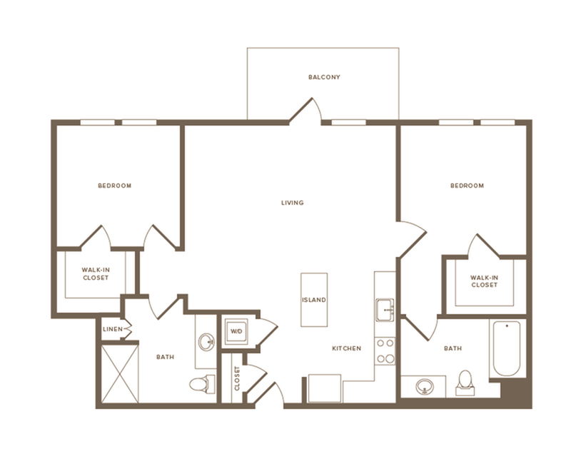 944-1076 square foot two bedroom two bath floor plan image