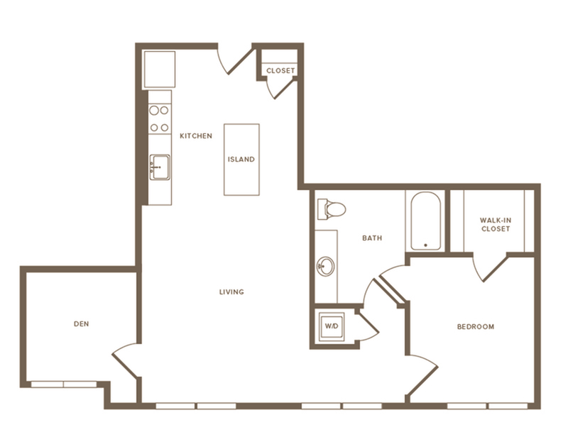 824 square foot one bedroom one bath floor plan image