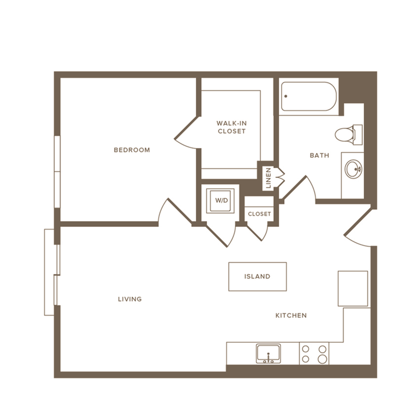 646 square foot one bedroom one bath floor plan image