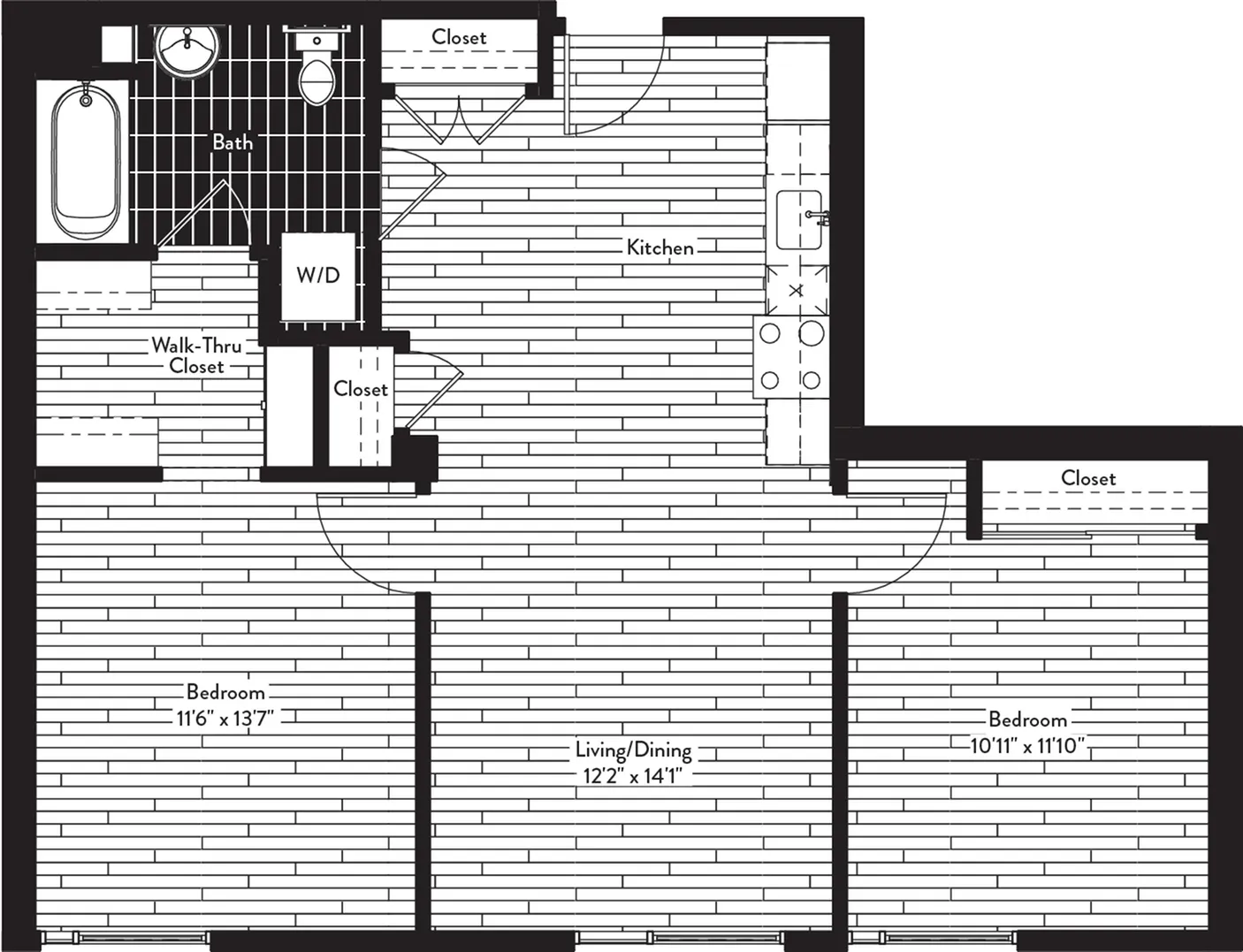 878 square foot two bedroom one bath floor plan image