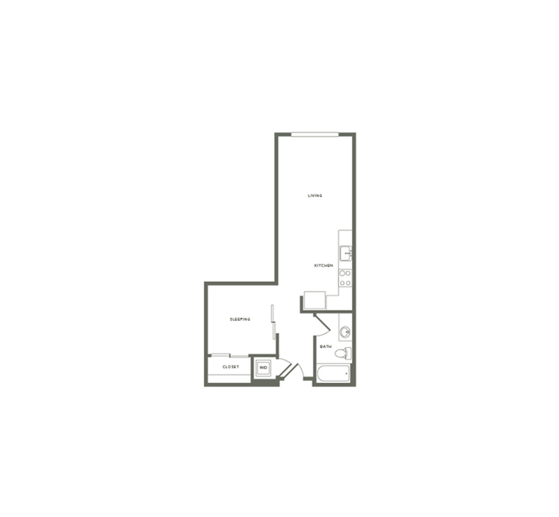 588-606 square foot one bedroom one bath floor plan image