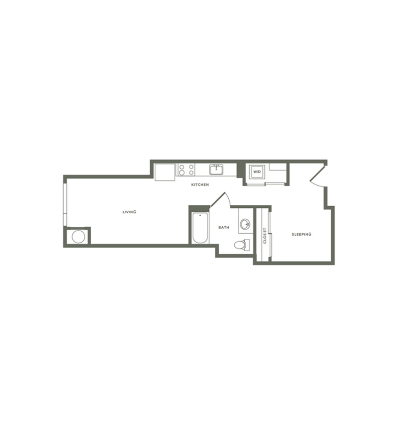 583 square foot one bedroom one bath floor plan image