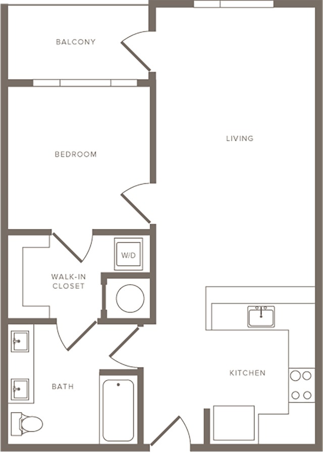 778 square foot one bedroom one bath apartment floorplan image