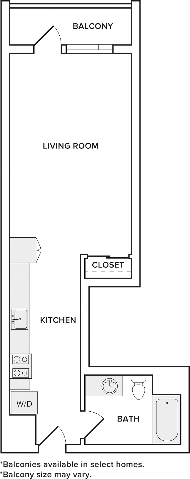 511-518 square foot studio one bath floor plan image