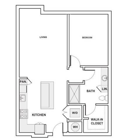 766 square foot one bedroom one bath floor plan image
