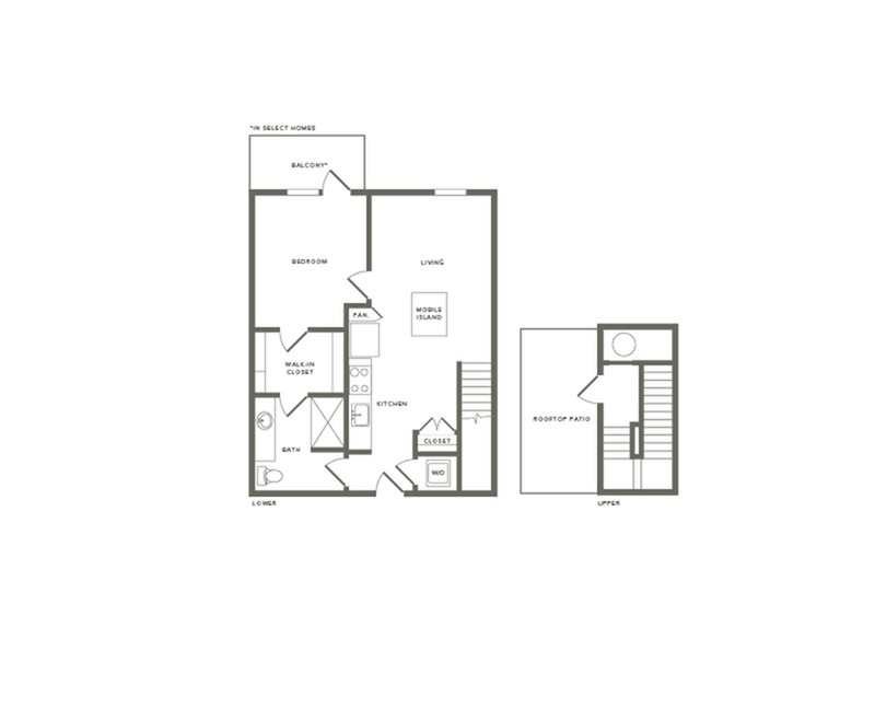 815 square foot one bedroom one bath with loft apartment floor plan image