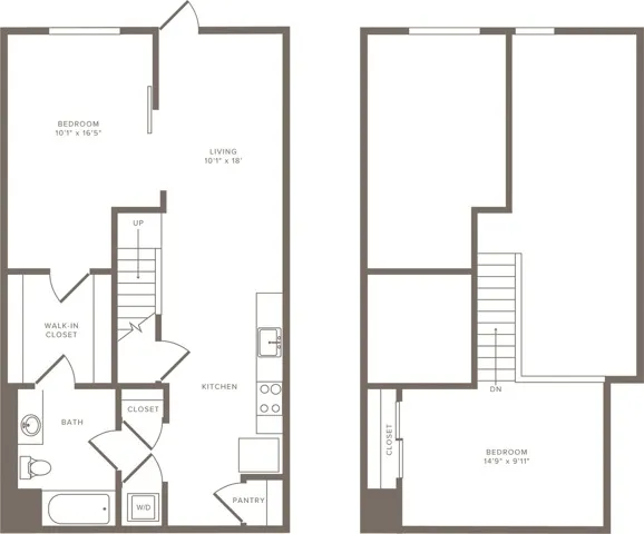1091 square foot two bedroom one bath floor plan