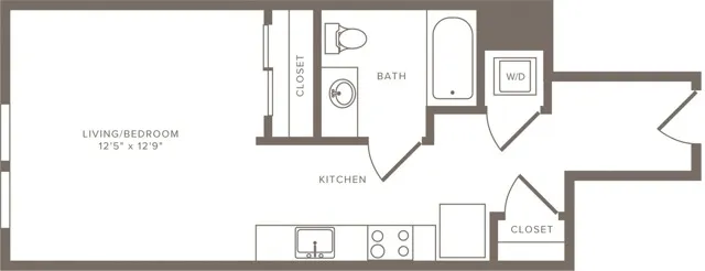448 square foot studio one bath floor plan image