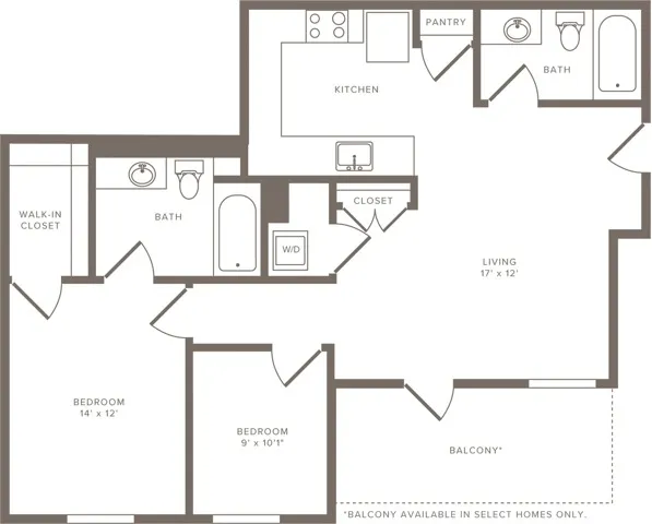 882 square foot one bedroom one bath with den apartment floor plan in Berkeley, CA