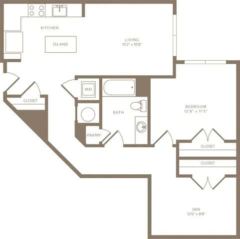 935 square foot one bedroom one bath with den apartment floorplan image