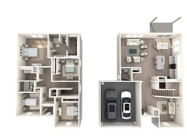 2102 square foot four bedroom two and a half bath apartment floorplan image