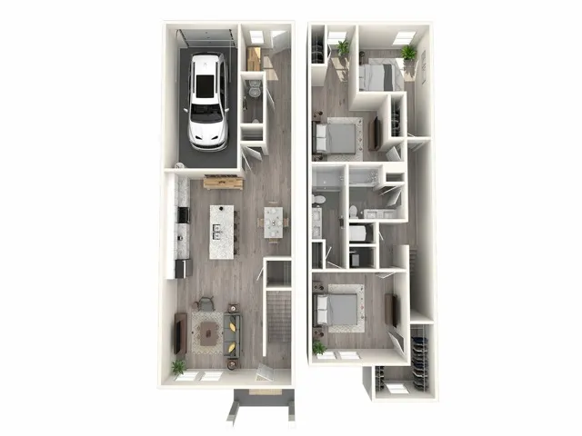 1594 square foot three bedroom two and a half bath townhome floor plan in Mooresville, NC