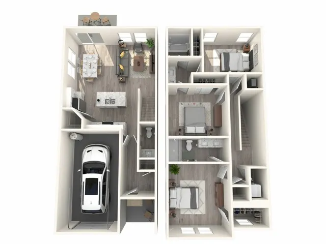 1445 square foot three bedroom two and a half bath townhome floor plan in Mooresville, NC